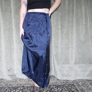 TrueVintage Handmade Western Mobwife Preppy Coastal Cowgirl Blue Maxi Slip Skirt